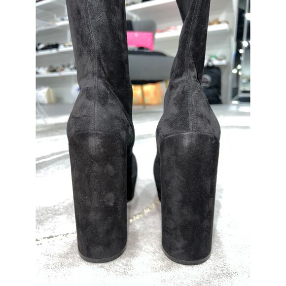 Christian Louboutin Movida Alta Botta 130 Black Suede Thigh High Heel Boot 38.5 - Picture 11 of 12